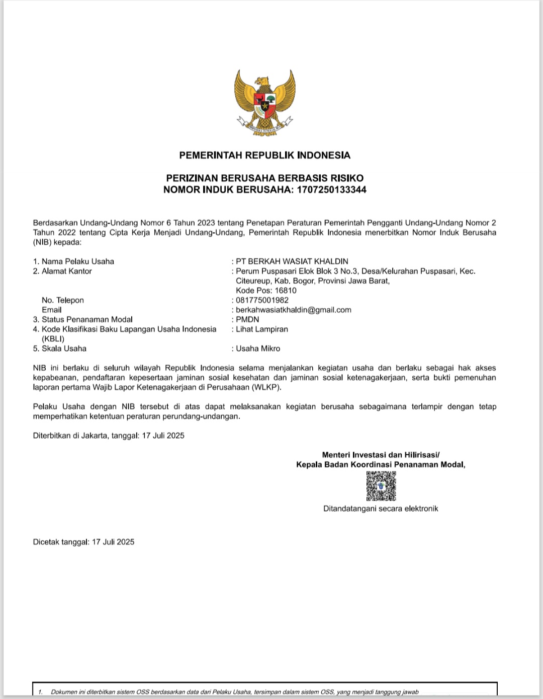 Izin Ekspedisi BWK LOGISTICS
